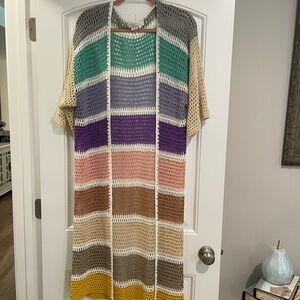 Colorful Striped Crochet Cardigan from Antropology